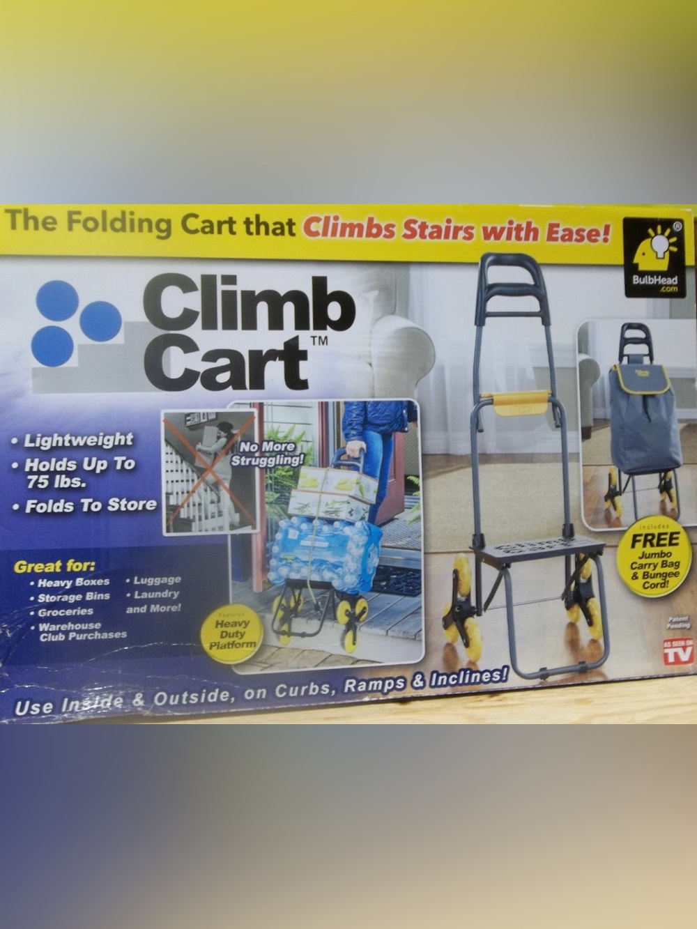 Climb Cart Folding Stair-Climbing Hand Truck - Yellow/Black